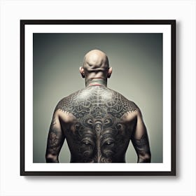 Back View Of A Man With Tattoos Art Print