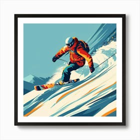 Skier On The Slopes 5 Art Print