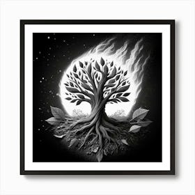 Black and white tree 2 Art Print