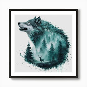 Wolf In The Forest Art Print