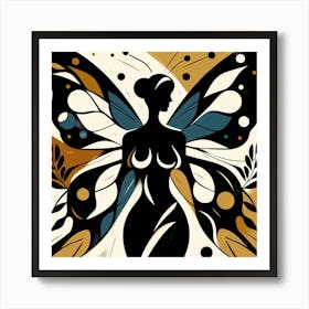 Abstract Female with Butterfly Wings 2 Art Print