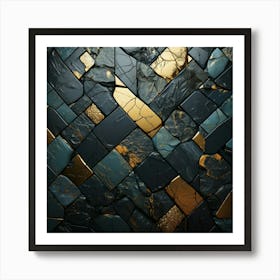Abstract Gold And Black Mosaic Art Print