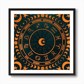 Moon Zodiac Wheel Art Print
