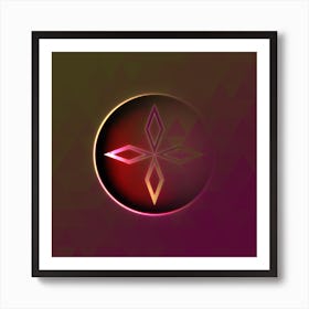 Geometric Neon Glyph on Jewel Tone Triangle Pattern 281 Art Print