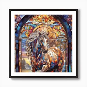 Stained Glass Horse Art Print