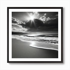 Black And White Beach 8 Art Print