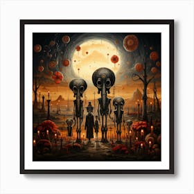 Aliens In The Night Art Print