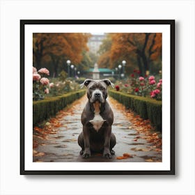 Pit Bull in the Park 2 Print Art Print