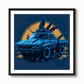 Car Blue Artwork Of Graphic Design Flat (43) Art Print