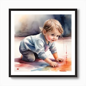 Watercolor Of A Child Art Print