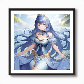 Elemental Anime Girls: Queen of the Sea Art Print