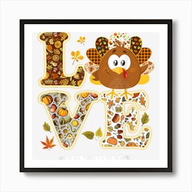 Love Turkey Leopard Happy Thanksgiving 2022 Lunch Lady Art Print