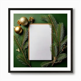 Firefly Blank, Paper, Christmas, Card, Branches, Ornaments, Festive, Holiday, Minimalistic, Decorati (9) Poster