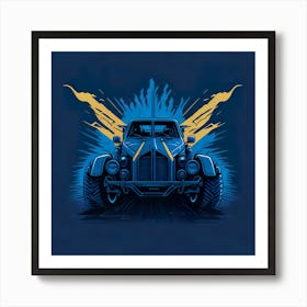 Car Blue Artwork Of Graphic Design Flat (48) Art Print