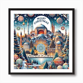Merry Christmas In Istanbul Art Print