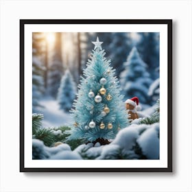 Christmas Tree In The Snow 16 Art Print