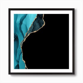 Teal & Gold Agate Texture 09 Art Print