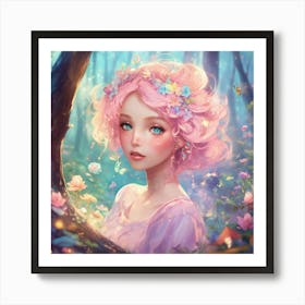 Shabby Chic Dreamy Glowums Pastel Woodland Freckle 1 Art Print