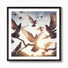 Pigeons Flying Art Print