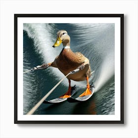 Duck On Skis 1 Art Print