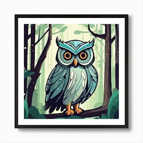 Owl In The Forest 105 Art Print