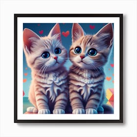 Two Kittens In Love Art Print