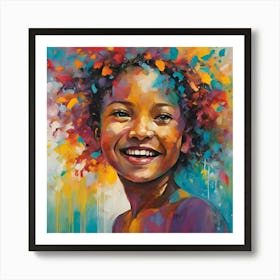 Girl With Colorful Hair Art Print