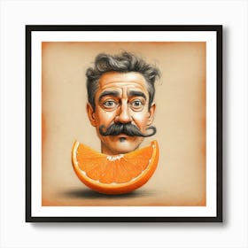 Orange Man With Mustache 3 Art Print