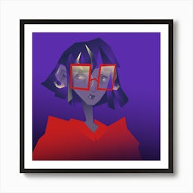 Purple Lady in Red Art Print