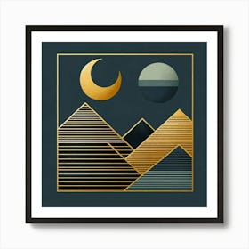 Moon And Mountains 4 Art Print