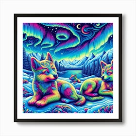 Psychedelic Wolf Family 6 Art Print