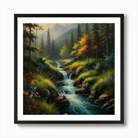 Stream In The Forest Art Print