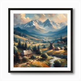 Village In The Mountains Art Print