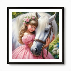 Princess And Horse Art Print