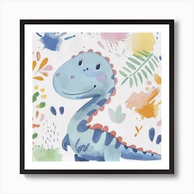 Cute Muted Pastels Baryonyx Dinosaur  1 Art Print