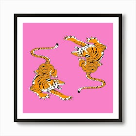 Tiger On Pink Background 1 Art Print