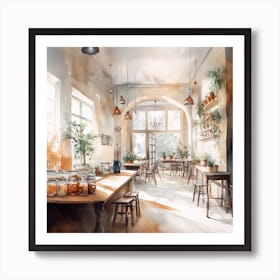 Watercolor Of A Cafe Art Print