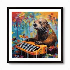 Otter Typing 1 Art Print