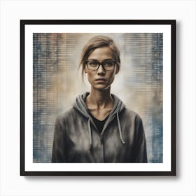 A Mixed Media Portrait Of A Female Computer Programmer Digital Art Screen Print Wheat Paste Poster Art Print