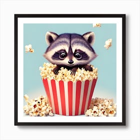 Popcorn Raccoon Art Print