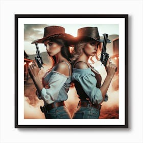 Duel 4/4  (beautiful female lady cowgirl guns old west western standoff fight dead or alive) Art Print