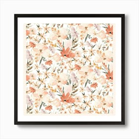 Peach Florals Art Print