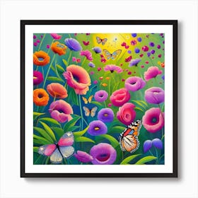 into the garden : Butterflies In The Garden Art Print