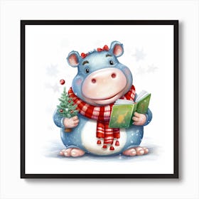 Christmas Hippo 4 Art Print