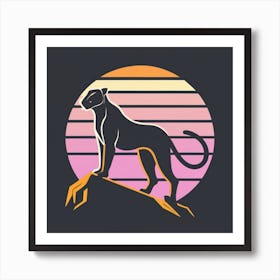 Panther Puma Silhouette Animal Art Print