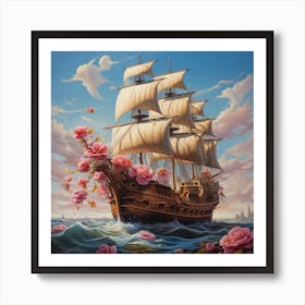 Roses On A Ship Art Print