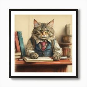 Cat In A Suit 24 Art Print