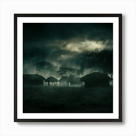 Dark Night In A Village Art Print