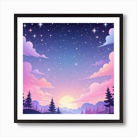 Sky With Twinkling Stars In Pastel Colors Square Composition 26 Art Print