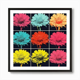 Andy Warhol Style Pop Art Flowers Chrysanthemum 3 Square Art Print